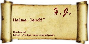 Halma Jenő névjegykártya